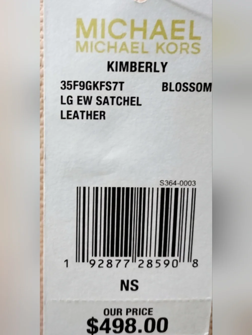 Michael Kors Large Kimberly Pebbled Leather Satchel Blossom Gold Hardware NWOT - Picture 10 of 10